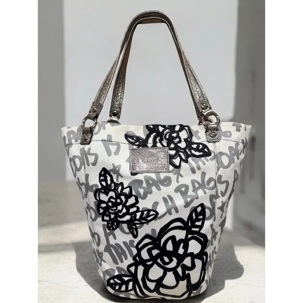 Y2K Coach 14735 Poppy Floral Graffiti North South Tote Bag